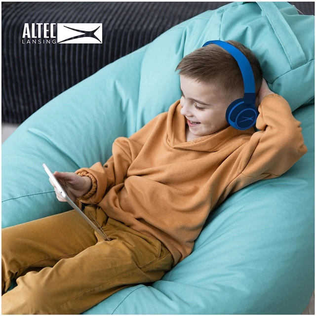 Alt view image 3 of 7 - Kid Safe 2-in-1 Wireless Bluetooth Headphones - Crystal Clear Sound, Safe Volume Limiting, Foldable Design - Enjoy Audio and Protect Your Child's Hearing (Knight Blue)