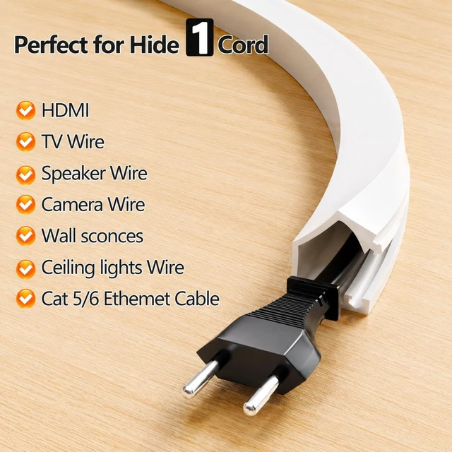 Alt view image 2 of 7 - 78" Silicone Cord Hider for Wall, Cable Raceway to Hide TV Wires & Cords Flexible Cable Raceway for 1 Cord, Self-Adhesive Wire Cover for Home Office Desk Cable Management, Safer for Kids & Pets