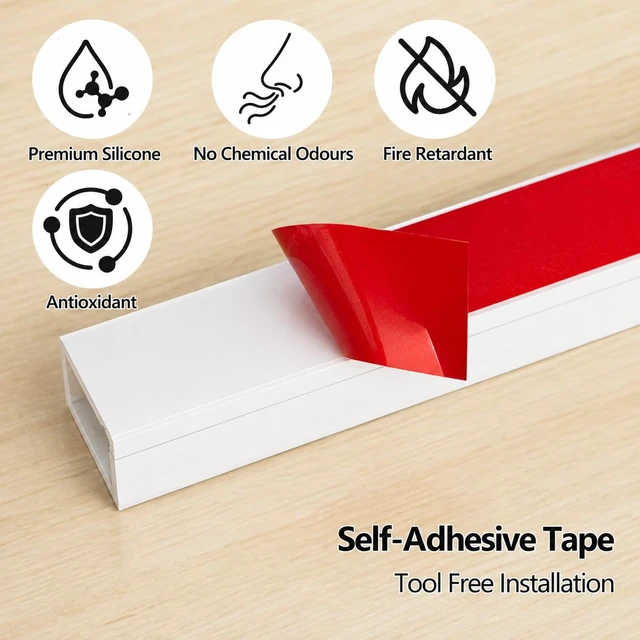 Alt view image 5 of 7 - 78" Silicone Cord Hider for Wall, Cable Raceway to Hide TV Wires & Cords Flexible Cable Raceway for 1 Cord, Self-Adhesive Wire Cover for Home Office Desk Cable Management, Safer for Kids & Pets