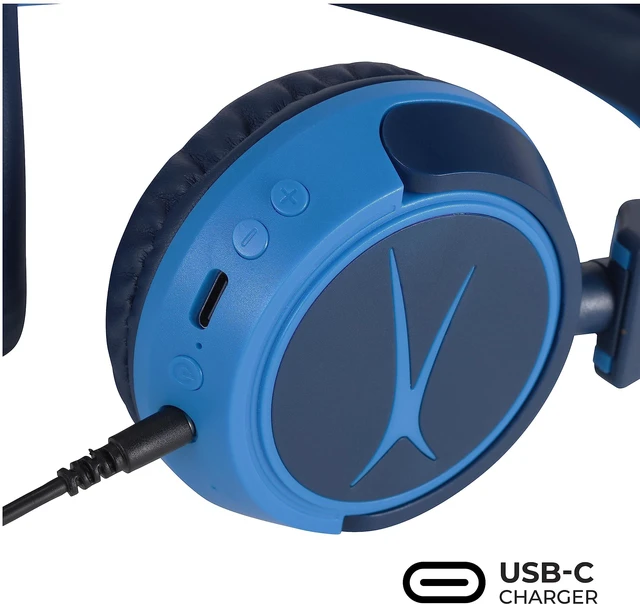 Alt view image 7 of 7 - Kid Safe 2-in-1 Wireless Bluetooth Headphones - Crystal Clear Sound, Safe Volume Limiting, Foldable Design - Enjoy Audio and Protect Your Child's Hearing (Knight Blue)