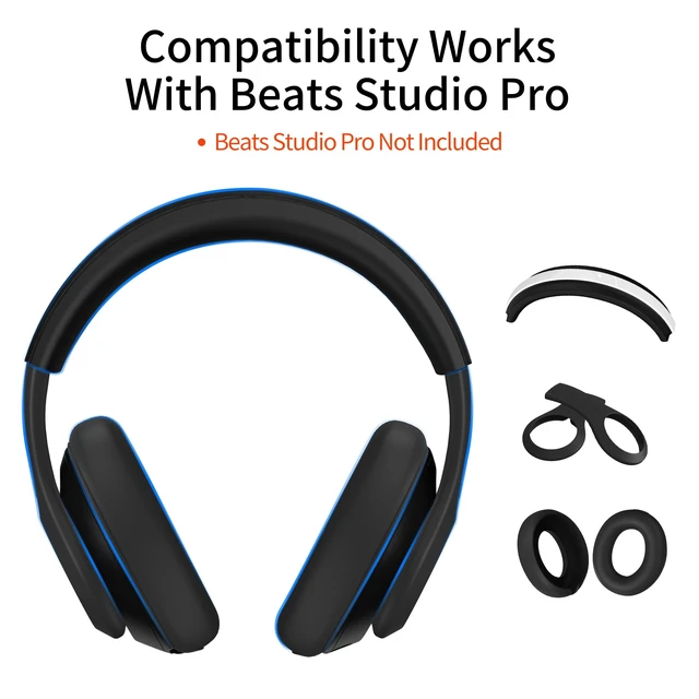 Alt view image 2 of 7 - 3 in 1 Silicone Case for Beats Studio Pro, Anti-Scratch Ear Pad Case/Shell Cover/Headband Covers for Beats Studio Pro, Soft Silicone Skin Protector Accessories (Black)