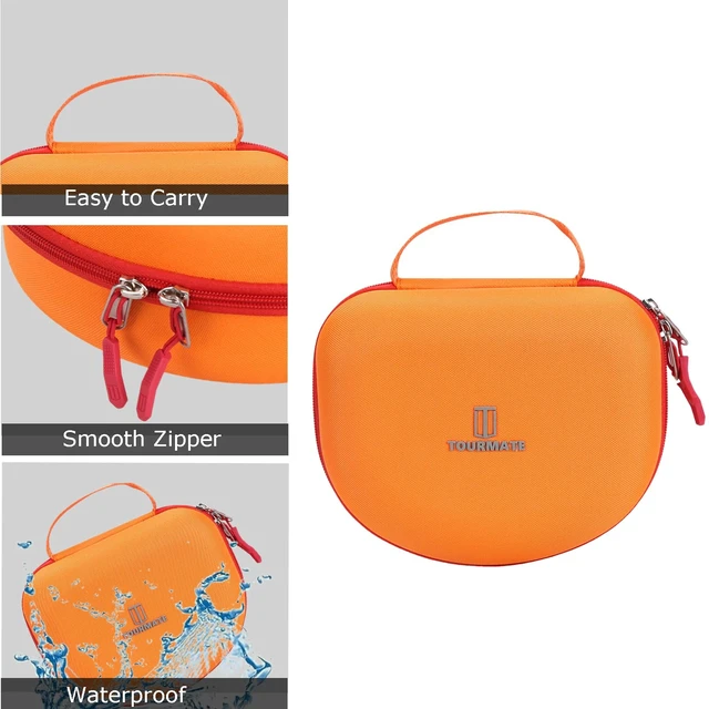Alt view image 4 of 7 - Hard Travel Case for Riwbox CT-7 / CT-7S Cat Ear LED Light Kids Wireless Headphones, Protective Carrying Storage Bag Box for Sale(Orange&Yellow)