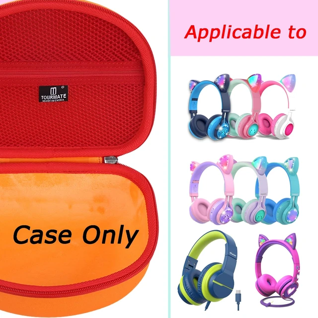 Alt view image 6 of 7 - Hard Travel Case for Riwbox CT-7 / CT-7S Cat Ear LED Light Kids Wireless Headphones, Protective Carrying Storage Bag Box for Sale(Orange&Yellow)