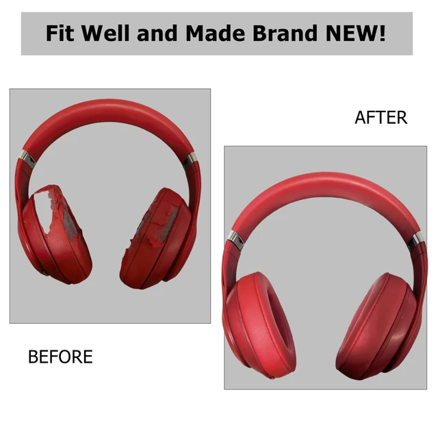 Alt view image 4 of 6 - Replacement Ear Pads Cushions, Earpads Cover Compatible with Beats Studio 2 and Studio 3 Over Ear Headphones 1 Pair (Red)