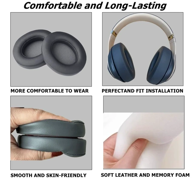 Alt view image 3 of 7 - Replacement Ear Pads Cover, Earpads Cushions Compatible with Beats Studio 2 and Studio 3 Over Ear Headphones 1 Pair (Titanium)