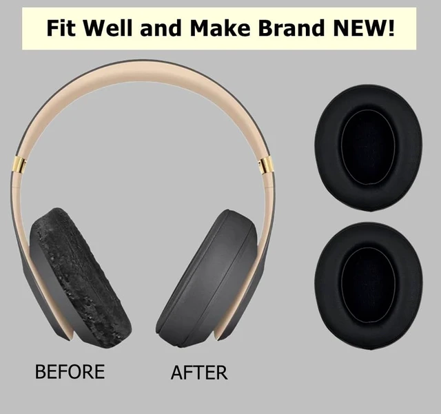 Alt view image 3 of 6 - Replacement Ear Pads Cushions, Earpads Cover Compatible with Beats Studio 2 and Studio 3 Over Ear Headphones by Dr.DRE 1 Pair (Black)