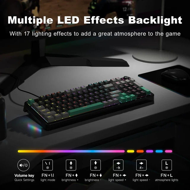 Alt view image 7 of 7 - AK96 Red Switch Mechanical Keyboard 96 Keys, Black Compact 96% Layout,Clicky Creamy Sounding,Top Mount,Hot-Swappable,Wired USB-C,LED Colorful Backlit,USB Wired,Volume Knob