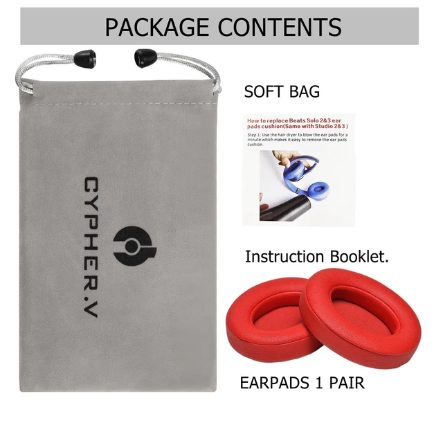 Alt view image 6 of 6 - Replacement Ear Pads Cushions, Earpads Cover Compatible with Beats Studio 2 and Studio 3 Over Ear Headphones 1 Pair (Red)