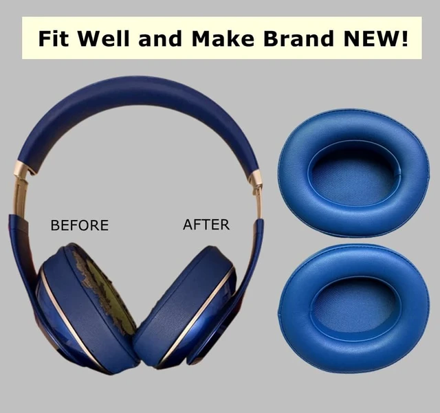 Alt view image 4 of 7 - Replacement Ear Pads Cushions, Earpads Cover Compatible with Beats Studio 2 and Studio 3 Over Ear Headphones 1 Pair (Blue)