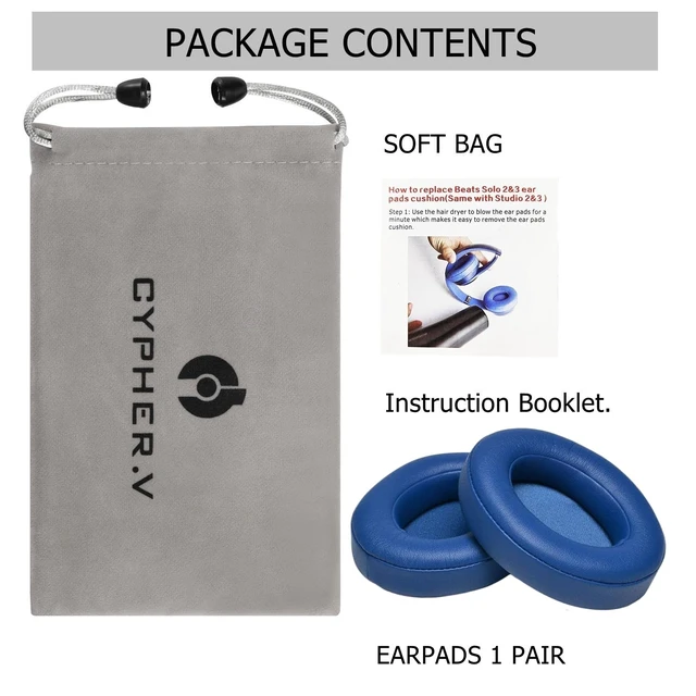 Alt view image 5 of 7 - Replacement Ear Pads Cushions, Earpads Cover Compatible with Beats Studio 2 and Studio 3 Over Ear Headphones 1 Pair (Blue)