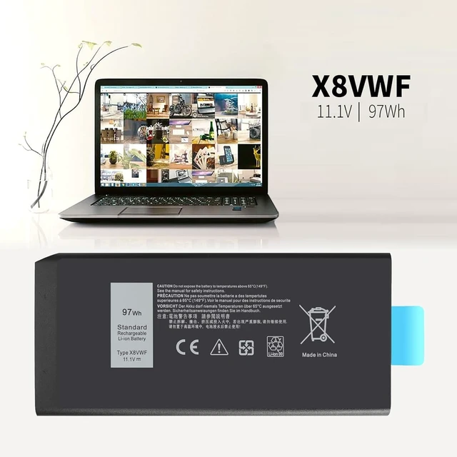 Alt view image 2 of 7 - CJ2K1 X8VWF 97Wh Laptop Battery for Dell Latitude 14 Rugged 5404 5414 E5404 Extreme 7404 7414 E7404 Series P45G P45G002 P46G P46G001 P46G002 DKNKD 5XT3V VCWGN XN4KN XRJDF YGV51 4XKN5 453-BBBE 453-BBBD