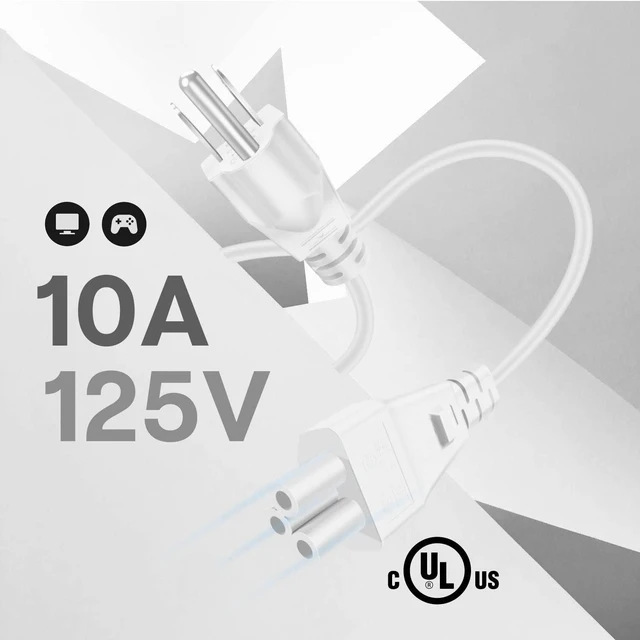 Alt view image 2 of 6 - 3 Prong AC Laptop Power Cord, IEC C5 to NEMA 5-15P, 12FT Cable Mickey Mouse-Style Replacement Cable for Laptop Power Adapters with a 3-Slot Iec C5 Inlet