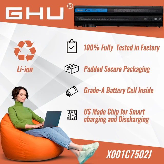 Alt view image 6 of 6 - T54F3 T54FJ Laptop Battery 60Wh Replacement for Dell Latitude E5420 E5430 E5520 E5530 E6420 E6430 E6520 E6530, Compatible with N3X1D 71R31 M5Y0X HCJWT PRV1Y X57F1 2P2MJ 312-1163