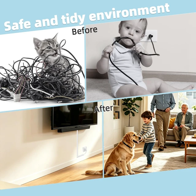 Alt view image 3 of 7 - 78" Silicone Cord Cover for Wires on Wall, Cord Hider for Wall Mounted TV Flexible, Fits 1 Cord Up to 0.35" Diameter, Self Adhesive Cable Hider, Hides Wall Wires, Safer for Kids & Pets, White