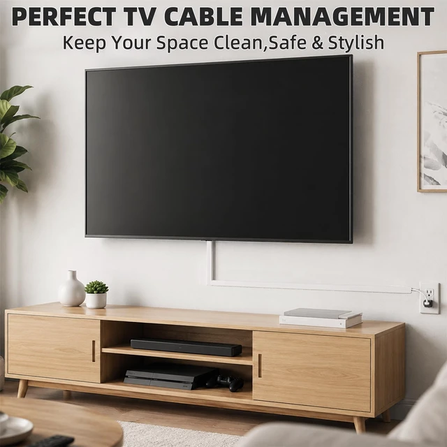 Alt view image 6 of 7 - 78" Silicone Cord Cover for Wires on Wall, Cord Hider for Wall Mounted TV Flexible, Fits 1 Cord Up to 0.35" Diameter, Self Adhesive Cable Hider, Hides Wall Wires, Safer for Kids & Pets, White