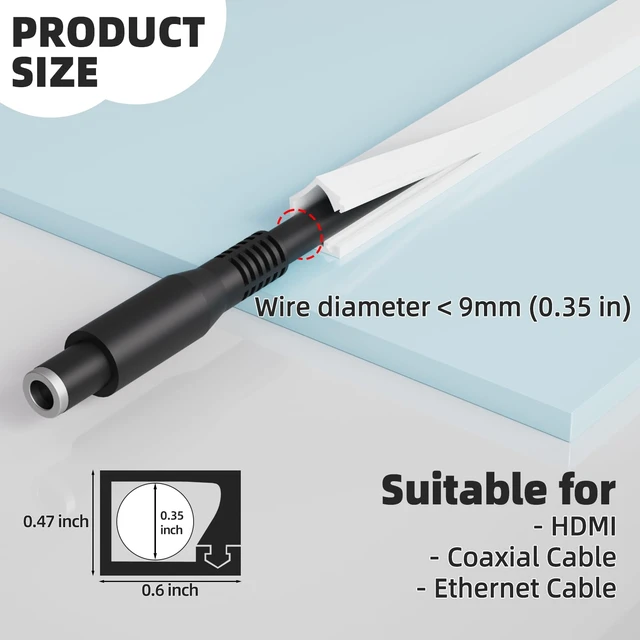 Alt view image 2 of 7 - 78" Silicone Cord Cover for Wires on Wall, Cord Hider for Wall Mounted TV Flexible, Fits 1 Cord Up to 0.35" Diameter, Self Adhesive Cable Hider, Hides Wall Wires, Safer for Kids & Pets, White