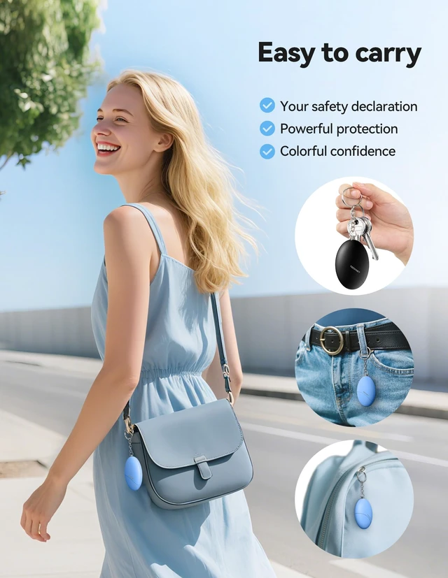 Alt view image 4 of 7 - Personal Safety Alarm Keychain 140dB Travel Safe Waterproof IP44 Waterproof, Travel-safe, Personal Alarm Loud Siren Safety Keychain for women, girls, kids & elderly, 2-pack