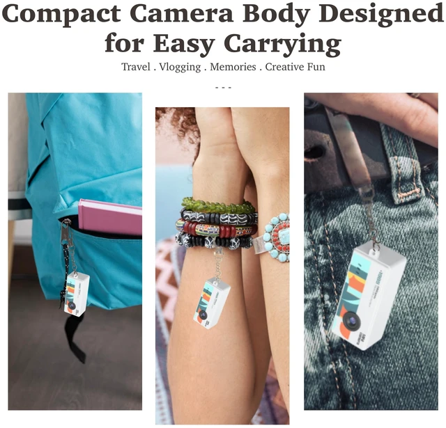 Alt view image 4 of 7 - Mini Keychain Digital Camera, Bag Charm, for Travel, Kids, Gifts (White) 32GB Card, Small Vintage 1080P Video Camera, Portable Tiny Camera, for Beginners Teens and Adults