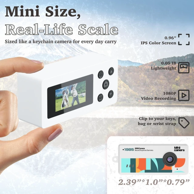 Alt view image 5 of 7 - Mini Keychain Digital Camera, Bag Charm, for Travel, Kids, Gifts (White) 32GB Card, Small Vintage 1080P Video Camera, Portable Tiny Camera, for Beginners Teens and Adults