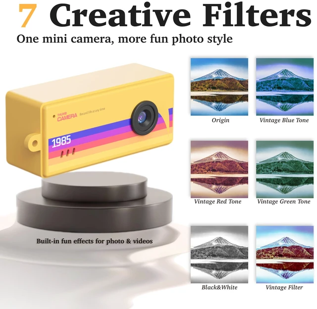 Alt view image 6 of 7 - Mini Keychain Digital Camera, Bag Charm, for Travel, Kids, Gifts (Yellow) 32GB Card, Small Vintage 1080P Video Camera, Portable Tiny Camera, for Beginners Teens and Adults