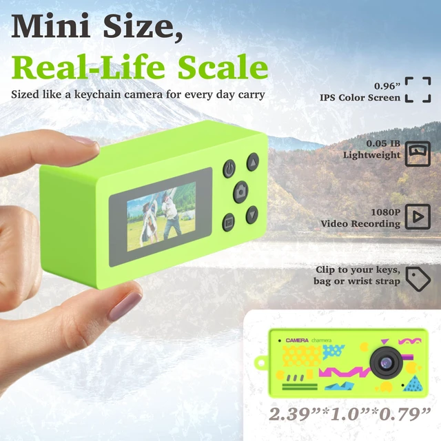 Alt view image 5 of 7 - Mini Keychain Digital Camera, Bag Charm, for Travel, Kids, Gifts (Green) 32GB Card, Small Vintage 1080P Video Camera, Portable Tiny Camera, for Beginners Teens and Adults