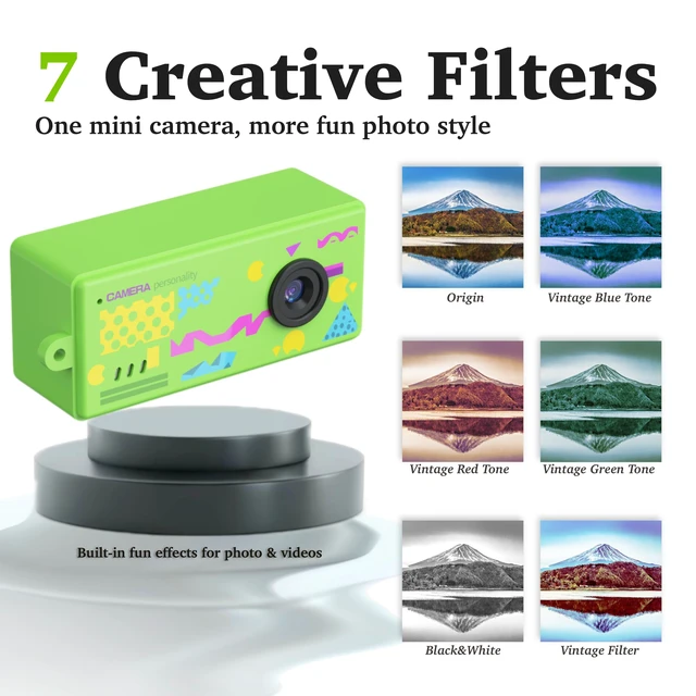 Alt view image 6 of 7 - Mini Keychain Digital Camera, Bag Charm, for Travel, Kids, Gifts (Green) 32GB Card, Small Vintage 1080P Video Camera, Portable Tiny Camera, for Beginners Teens and Adults
