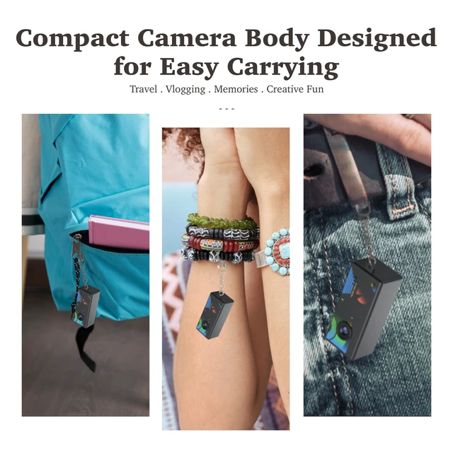 Alt view image 4 of 7 - Mini Keychain Digital Camera, Black Bag Charm, For Travel, Teens, Gifts