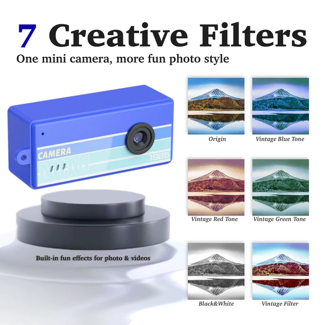 Alt view image 6 of 7 - Mini Keychain Digital Camera, Bag Charm, for Travel, Teens, Gifts (Blue) 32GB Card, Small Vintage 1080P Video Camera, Portable Tiny Camera, for Beginners Teens and Adults