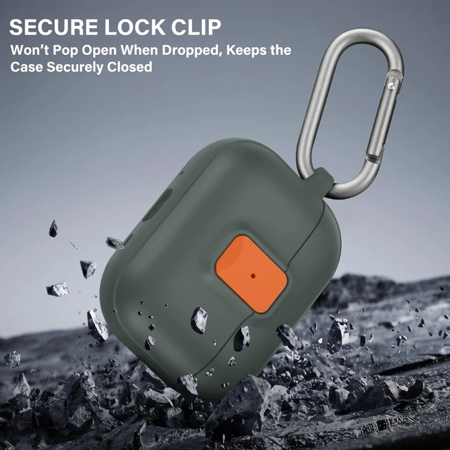 Alt view image 3 of 7 - for AirPods Pro 3 Case with Drop-Proof Lock Design (Army Green) Anti-Scratch Shockproof Slim Protective Cover Compatible with Apple AirPods Pro 3rd Generation