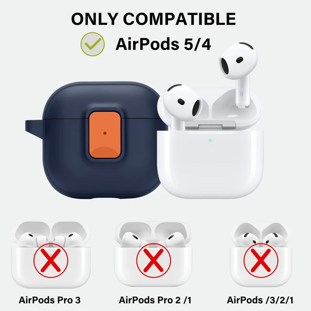 Alt view image 2 of 7 - for AirPods 5/4 Case with Drop-Proof Lock Design (Dark Blue) Anti-Scratch Shockproof Slim Protective Cover Compatible with AirPods 5 Case (2026)/AirPods 4 Case (2024)