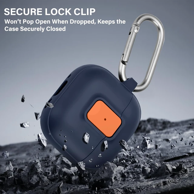 Alt view image 3 of 7 - for AirPods 5/4 Case with Drop-Proof Lock Design (Dark Blue) Anti-Scratch Shockproof Slim Protective Cover Compatible with AirPods 5 Case (2026)/AirPods 4 Case (2024)