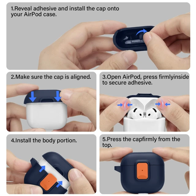 Alt view image 6 of 7 - for AirPods 5/4 Case with Drop-Proof Lock Design (Dark Blue) Anti-Scratch Shockproof Slim Protective Cover Compatible with AirPods 5 Case (2026)/AirPods 4 Case (2024)