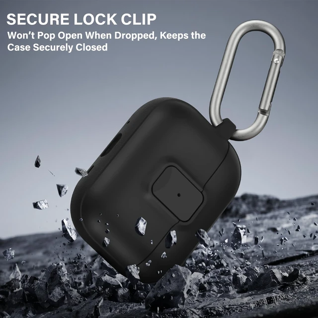 Alt view image 3 of 7 - for AirPods Pro 3 Case with Drop-Proof Lock Design (Black) Anti-Scratch Shockproof Slim Protective Cover Compatible with Apple AirPods Pro 3rd Generation