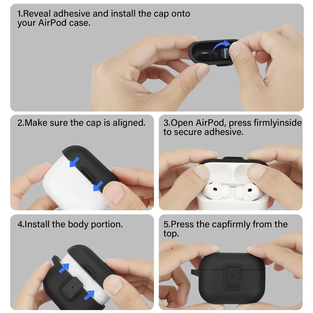 Alt view image 6 of 7 - for AirPods Pro 3 Case with Drop-Proof Lock Design (Black) Anti-Scratch Shockproof Slim Protective Cover Compatible with Apple AirPods Pro 3rd Generation