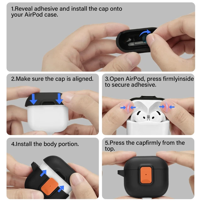 Alt view image 6 of 7 - for AirPods 5/4 Case with Drop-Proof Lock Design (Black/Orange) Anti-Scratch Shockproof Slim Protective Cover Compatible with AirPods 5 Case (2026)/AirPods 4 Case (2024)