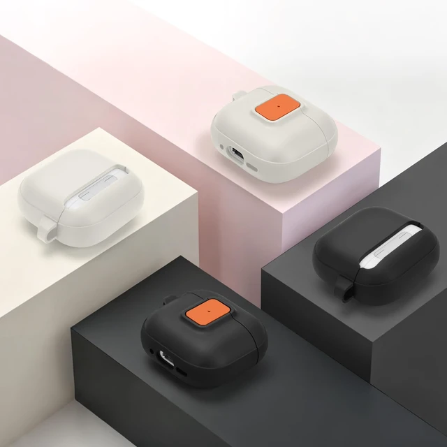 Alt view image 7 of 7 - for AirPods 5/4 Case with Drop-Proof Lock Design (Black/Orange) Anti-Scratch Shockproof Slim Protective Cover Compatible with AirPods 5 Case (2026)/AirPods 4 Case (2024)
