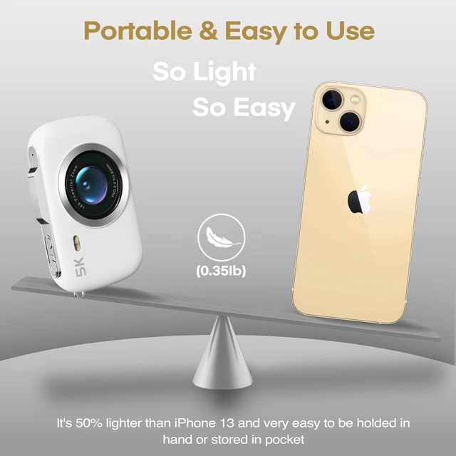 Alt view image 3 of 7 - Digital Camera, FHD 1080P Point and Shoot Camera White with 32GB Card, Filters 16X Zoom Anti-Shake Date Stamp, Compact Small Camera Christmas Birthday Gift for Boys Girls Starters