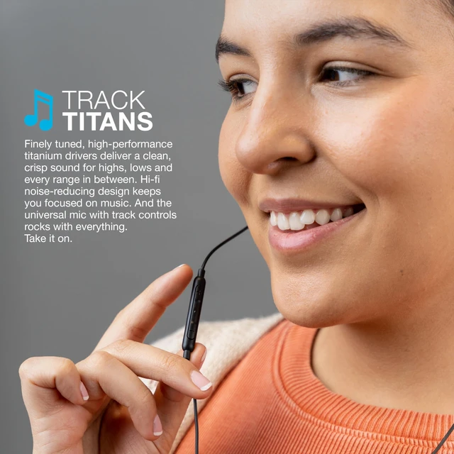 Alt view image 4 of 4 - JBuds Pro Signature Wired Earbuds, USB-C Connection, Music Controls, Universal Mic, Custom Fit with Cush Fins, Black