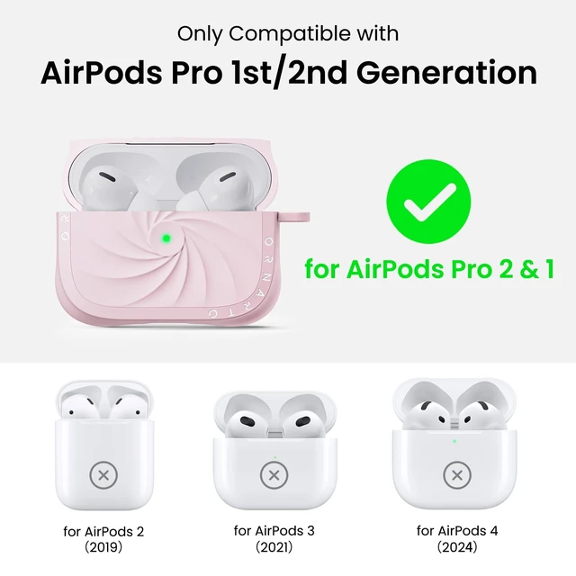 Alt view image 2 of 7 - Vortuxe for AirPods Pro 2 Case & for AirPods Pro Case, Chalk Pink Style Meets Protection - Velvety Liquid Silicone, 2X MIL-STD Drop Protection, Reinforced Corners, LED Visible, Carabiner