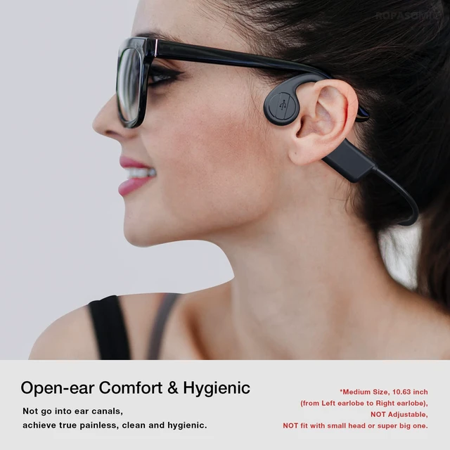 Alt view image 3 of 7 - Bone Conduction Headphones, 12 Hours Playtime Bluetoeth 5.3 Headset Open Ear Wireless Earphone - IP55 Sweatproof Built-in Mic,Perfect for Running Cycling Hiking Workouts(Black)