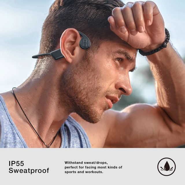 Alt view image 6 of 7 - Bone Conduction Headphones, 12 Hours Playtime Bluetoeth 5.3 Headset Open Ear Wireless Earphone - IP55 Sweatproof Built-in Mic,Perfect for Running Cycling Hiking Workouts(Black)