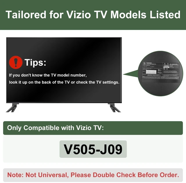 Alt view image 2 of 7 - TV Legs for Vizio V505-J09 Tailored for Vizio Models Listed, Not for Other Models, Easy to Install, for Vizio TV Feet Replacement with Screws & Instructions, Successful Installation in 5 Minutes
