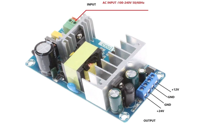 Alt view image 2 of 6 - AC to DC Power Supply Module DC 24V 4A 12V 1A Dual Output AC 120V 100-260V to 24V 12V 100W Industrial Power Module (Dual Output 24V 4A, 12V 1A, Blue)