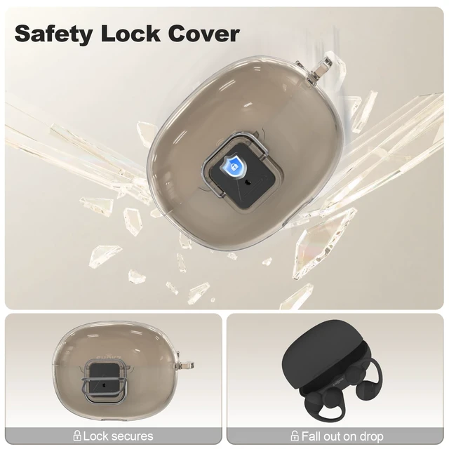 Alt view image 4 of 7 - for SHOKZ OpenDots 2 Case with Lock Clip & Keychain & Cleaner Kit Clear Case for SHOKZ Open Dots ONE & TWO Earbuds Accessories, Scratch Shock Resistant Protective Cover