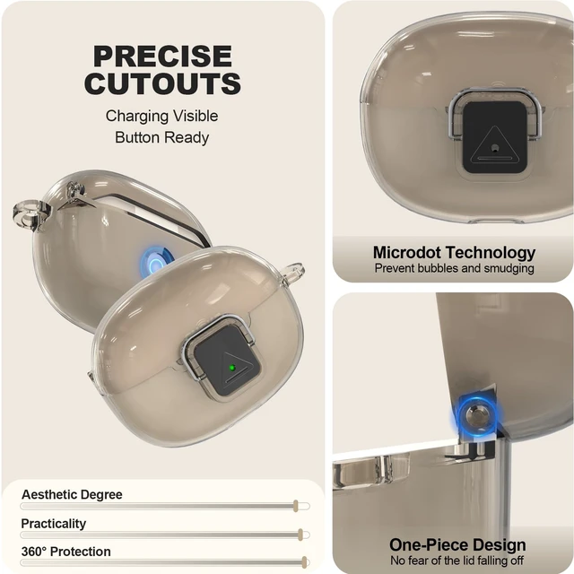 Alt view image 5 of 7 - for SHOKZ OpenDots 2 Case with Lock Clip & Keychain & Cleaner Kit Clear Case for SHOKZ Open Dots ONE & TWO Earbuds Accessories, Scratch Shock Resistant Protective Cover