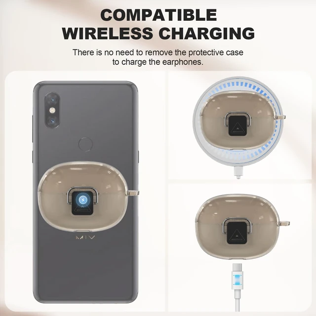 Alt view image 6 of 7 - for SHOKZ OpenDots 2 Case with Lock Clip & Keychain & Cleaner Kit Clear Case for SHOKZ Open Dots ONE & TWO Earbuds Accessories, Scratch Shock Resistant Protective Cover
