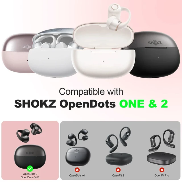 Alt view image 2 of 7 - for SHOKZ OpenDots 2 Case with Lock Clip, Clear Case for SHOKZ Open Dots ONE & Two Earbuds Accessories, Scratch Shock Resistant Protective Cover with Keychain & Cleaner Kit (Clear Pink)