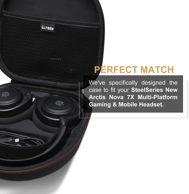 Alt view image 4 of 7 - Case for SteelSeries Arctis Nova 7X/7 Wireless Gaming Headset Hard Carrying Travel Case for SteelSeries Arctis Nova 7X/7 Wireless Gaming Headset