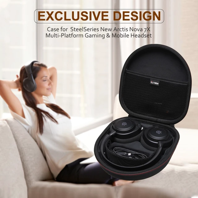 Alt view image 7 of 7 - Case for SteelSeries Arctis Nova 7X/7 Wireless Gaming Headset Hard Carrying Travel Case for SteelSeries Arctis Nova 7X/7 Wireless Gaming Headset