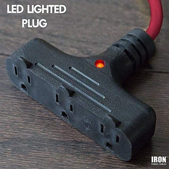 Alt view image 6 of 7 - Extension Cord Reel, 30 Ft, 3 Outlets - Red 16/3 Cable, Retractable Reel, 3 Grounded Outlets, Red - For Garage, Shop & Job Sites